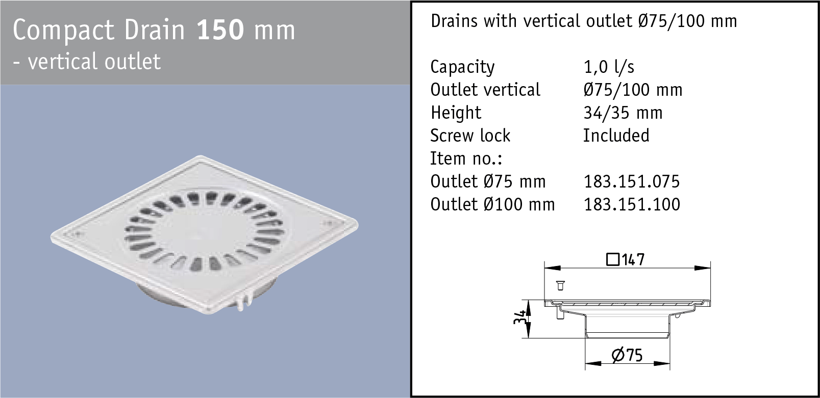 Compact Drain inox slivnik Compact Drain inox slivnik