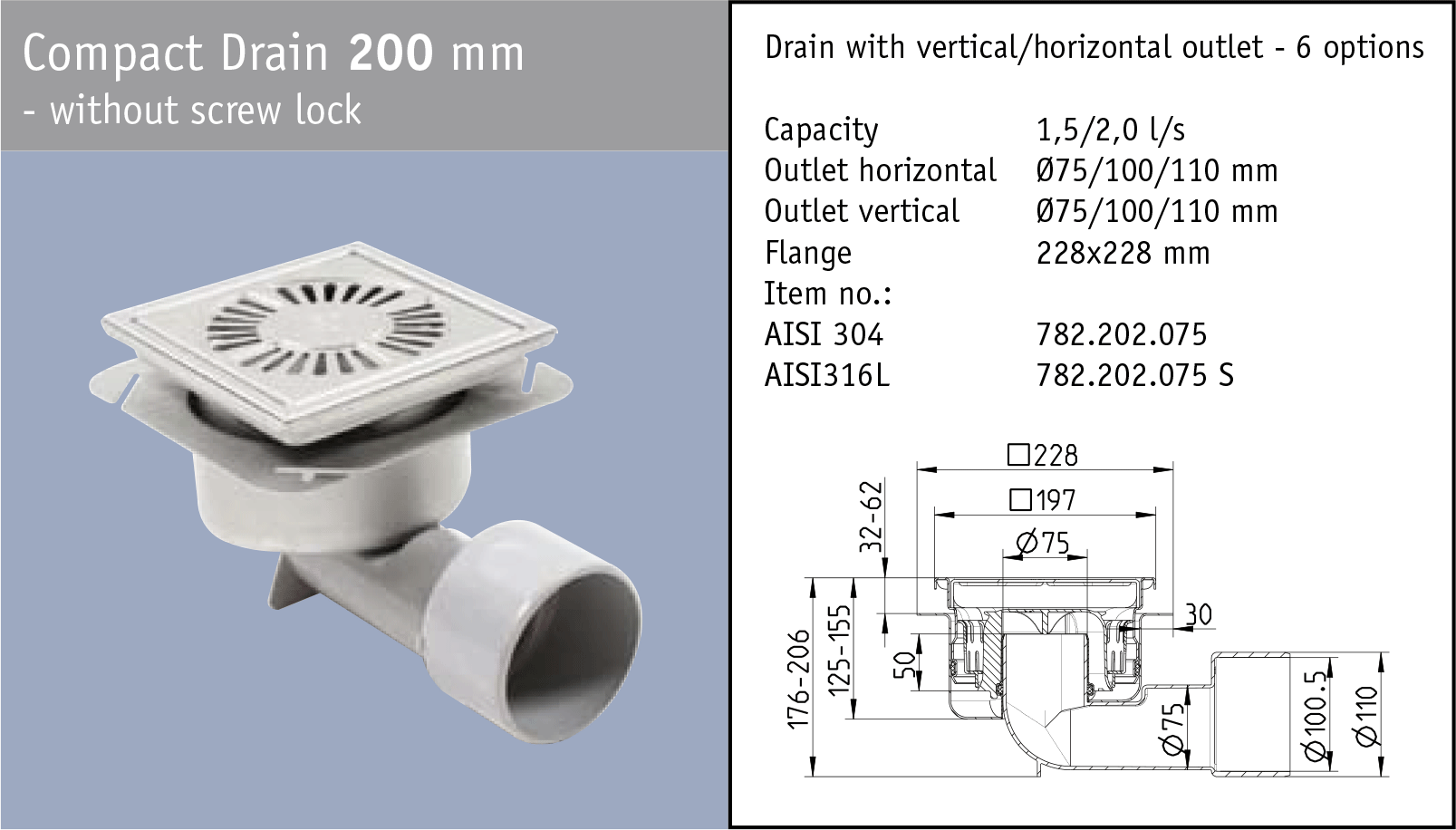 Compact Drain inox slivnik Compact Drain inox slivnik