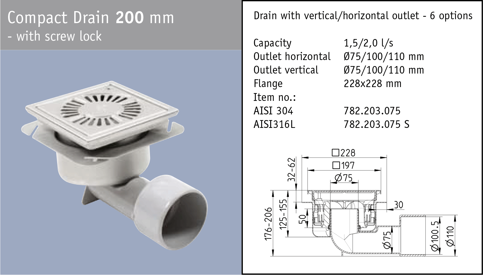 Compact Drain inox slivnik Compact Drain inox slivnik